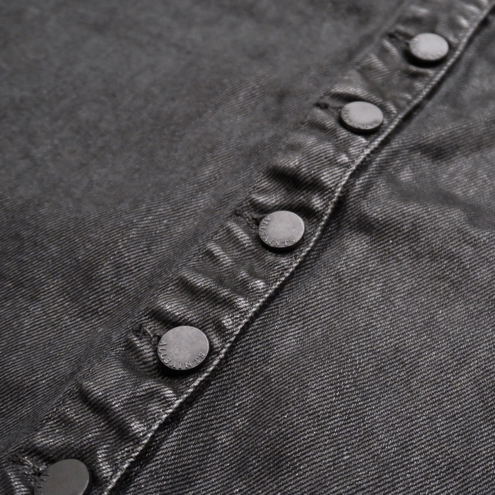 All Saints Wax Denim Black Button Skirt - Picture 5 of 6
